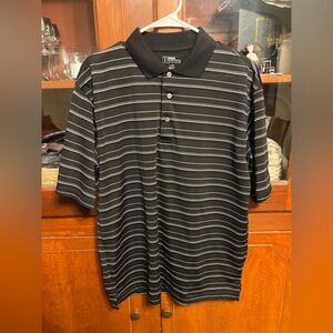 PGA Tour black striped polo shirt Size: LG